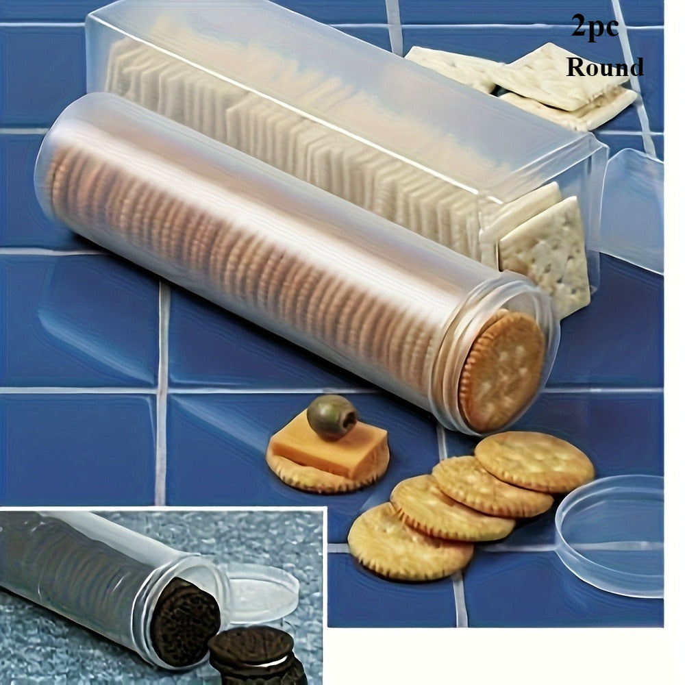 Stackable Airtight Food Storage Containers with Flip-Top Lids, Set of 2 – Transparent PP Plastic, Round & Rectangular, for Pasta, Snacks & Pantry Organization