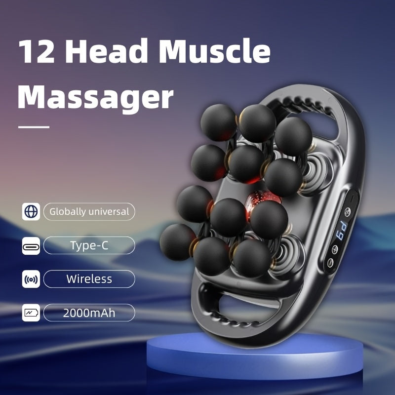 Fascia Gun Deep Tissue Percussion Massager with 9 High-Frequency Modes & Multiple Massage Heads, USB Rechargeable 2000mAh, Targets Legs, Waist, Back & Hips, Fitness Recovery Gift for Men & Women