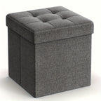 Foldable Storage Cube Ottoman Footstool – 11.6" Hidden Storage, 286 lb Capacity, for Living Room Bedroom Dorm, Ink Black Dark Gray Jelly Pink