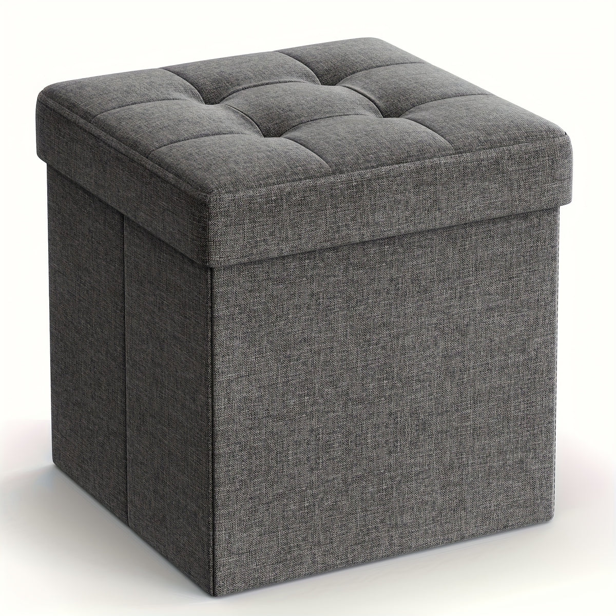 Foldable Storage Cube Ottoman Footstool – 11.6" Hidden Storage, 286 lb Capacity, for Living Room Bedroom Dorm, Ink Black Dark Gray Jelly Pink