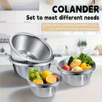 Stainless Steel Colander & Mixing Bowl Set – 304 Food-Grade Stackable Strainer Bowl for Washing Vegetables, Fruit & Rice, Dishwasher Safe Kitchen Colander, 7.09" or 11.02" Bowl + Sieve