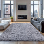 Velvet Shag Area Rug with Non-Slip Backing – Super Soft Plush Indoor Carpet for Living Room, Bedroom & Kitchen, Tie-Dye & Solid Colors, 5 Sizes