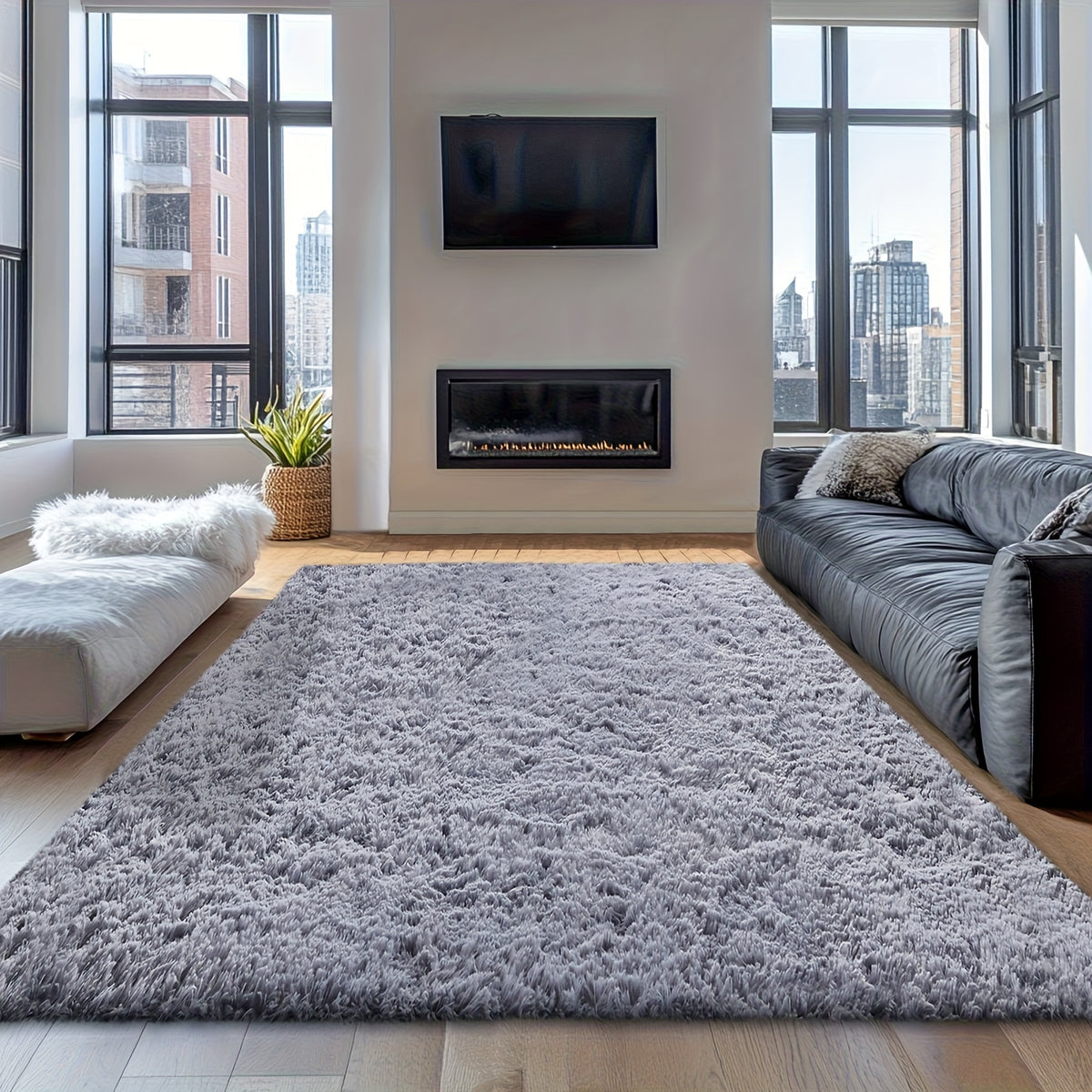Velvet Shag Area Rug with Non-Slip Backing – Super Soft Plush Indoor Carpet for Living Room, Bedroom & Kitchen, Tie-Dye & Solid Colors, 5 Sizes