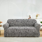 Elastic Sofa Cover with Printed Skirt - Universal Stretch Couch Slipcover Furniture Protector 2 3 4 Seater Living Room Bedroom Office All Seasons