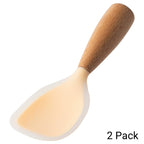 Silicone Rice Spoon with Wooden Handle 2 Pack Heat Resistant Standing Serving Spatula for Nonstick Pans Rice Cooker Grains Potato Orange White Green Gray Black