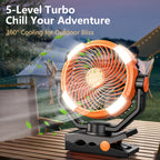 Portable Camping Fan with LED Lights, Dual Motors, 8 Speeds & Remote Control – 20000mAh Rechargeable Tent Fan with Hook for Outdoor Use