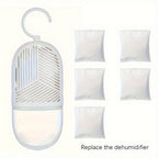 Reusable Dehumidifier Bags 6pcs with Hooks Hanging Moisture Absorber Mildew Resistant for Closet Bedroom Bathroom No Electricity White