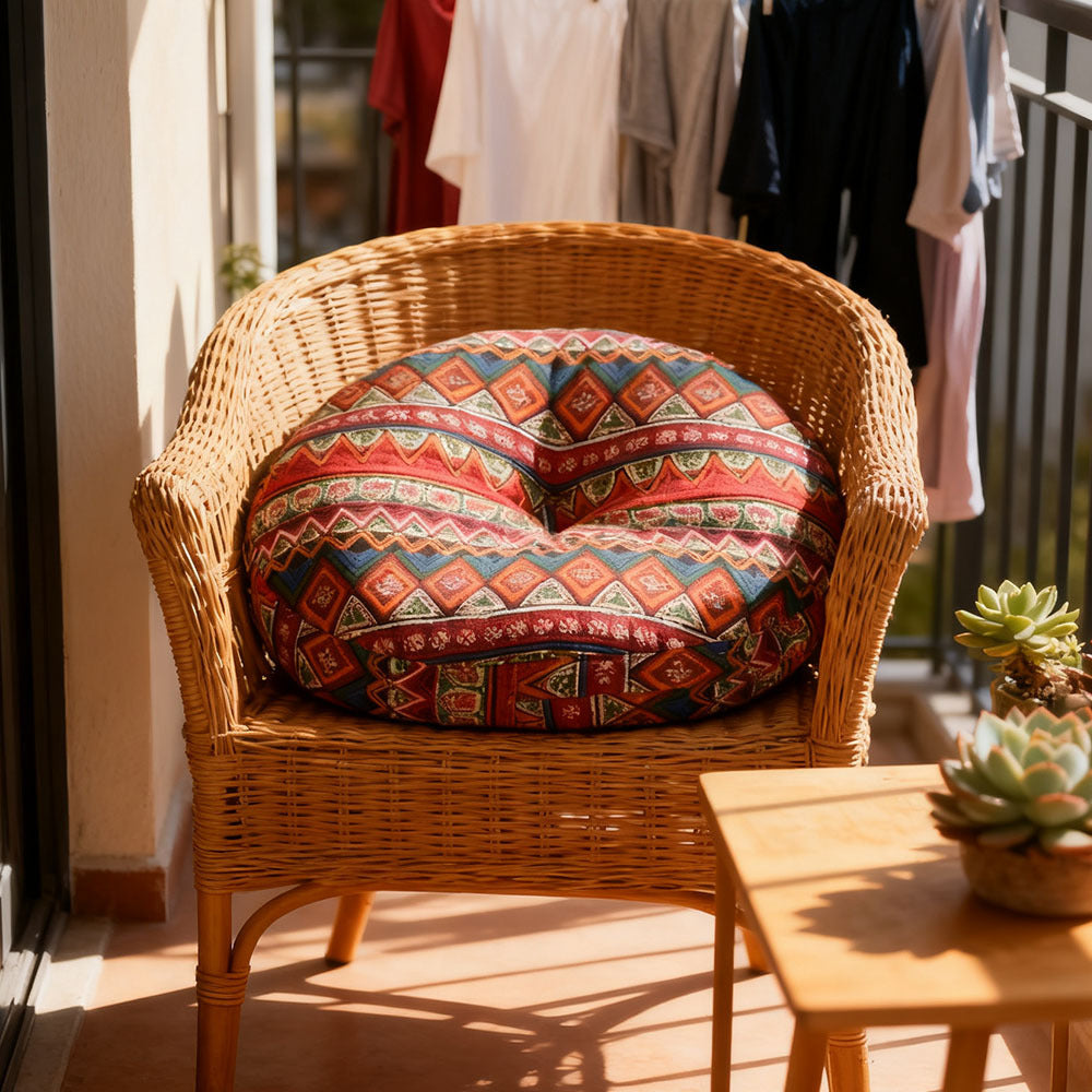 Round Seat Cushion 40x40cm 15cm Thick Firm Futon Meditation Mat Removable Linen Cover Chair Pad for Office Dining Chair Home Decor All Seasons Christmas