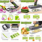 Vegetable Chopper with 8 Blades - Multifunctional Food Slicer Dicer Cutter, Onion Chopper Set with Container, 22pcs Kitchen Prep Tool