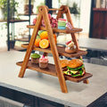 3 Tier Wood Dessert Stand Foldable Natural A-Frame Tray for Wedding Party Home Hotel Restaurant Event Cupcake Cake Display Sturdy Serving Stand
