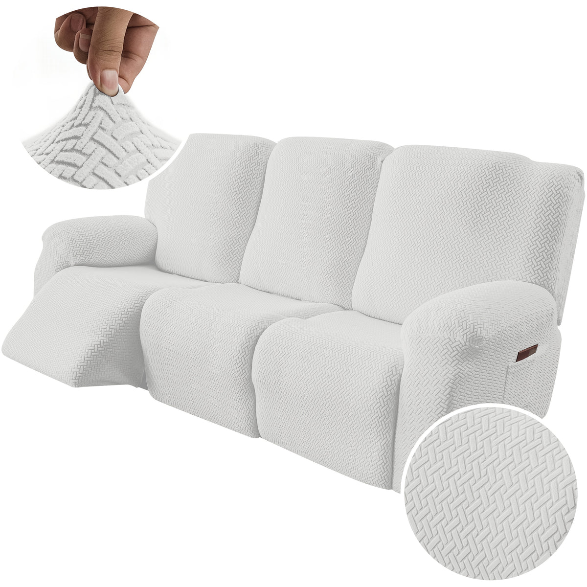 3-Seater Recliner Cover - Plush High Stretch Wear-Resistant Machine Washable Easy Clean Sofa Protector for Living Room and Bedroom