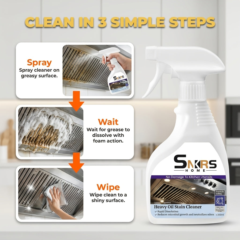 Heavy-Duty Stove & Gas Grill Degreaser Spray – Calcium Carbonate & Surfactant Formula Cuts Through Baked-On Grease & Oil on Metal Surfaces, Kitchen Cleaning Essentials