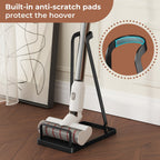 Vacuum Cleaner Storage Stand with Open Shelf – Freestanding Handheld Vacuum Organizer Rack for Stick Vacuums & Accessories, Space-Saving Floor Stand, Black & White