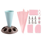 Piping Bags and Tips Set 17pcs Cake Decorating Kit with Icing Bag Holder – Multiple Nozzle Shapes for Professional & Home Baking