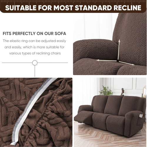 8-Piece Recliner Slipcover Set for 3-Seat Sofa – Flexible Soft Slide Sleeve Furniture Protector with Pocket, Stretch Couch Cover for Living Room, Office & Sofa Chair