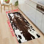 Cowhide Pattern Kitchen Mat Set 2pcs – Memory Sponge Anti-Fatigue Anti-Slip Floor Mats, Quick-Dry Animal Print Carpet for Kitchen Hallway Bathroom Laundry Room