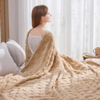 Checkered Fleece Throw Blanket Ultra Soft Cozy Shaggy Jacquard for Couch Bed Bedroom All Season Machine Washable Twin Full Queen