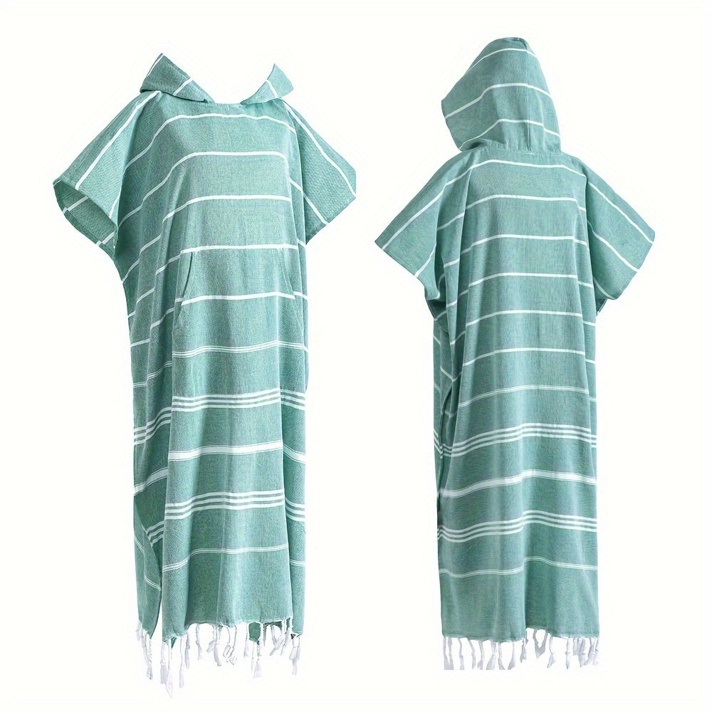 Hooded Surf Poncho Wearable Beach Towel Quick Dry Cotton Changing Robe Sandproof Lightweight for Swimming Diving Surfing Beach Bathing S L Multi Colors