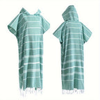Hooded Surf Poncho Wearable Beach Towel Quick Dry Cotton Changing Robe Sandproof Lightweight for Swimming Diving Surfing Beach Bathing S L Multi Colors