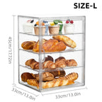 4-Tier Clear Bread Box with Magnetic Door Adjustable Bakery Display Case Countertop Organizer for Bread Muffins Bagels Pastries – Food-Safe Durable Plastic Kitchen Storage