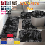 Plush Bath Rugs Set 1-6 Pieces, Multi-Color Microfiber Non-Slip Bathroom Mats – Soft Water Absorbent Thick Machine Washable Toilet Mats for Bathroom, Tub & Shower