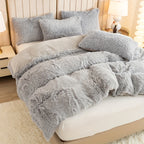 Plush Duvet Cover Set 3 Piece Ultra-Soft Warm Comforter Cover Twin Full Queen King 8 Colors for Bedroom Guest Room Dorm