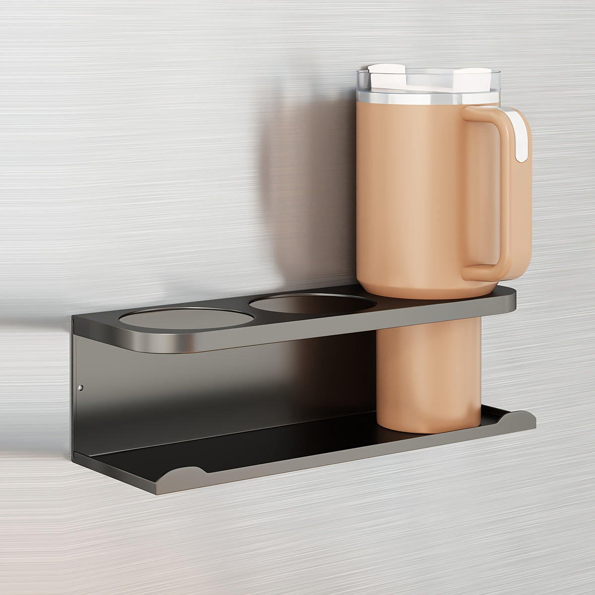 Magnetic Cup Holder for Fridge Heavy Duty Metal Organizer Rack for Tumblers Water Bottles Travel Mugs Drinkware - Magnetic Fridge Cup Organizer for Kitchen Pantry Cabinet Laundry Room, Black, 1-2 Pack