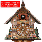 Wooden European Forest Style Cuckoo Wall Clock with Night Mode & Singing Bird – Battery Operated Handmade Carved Cuckoo Clock for Adult Bedroom, Living Room & Home Decor