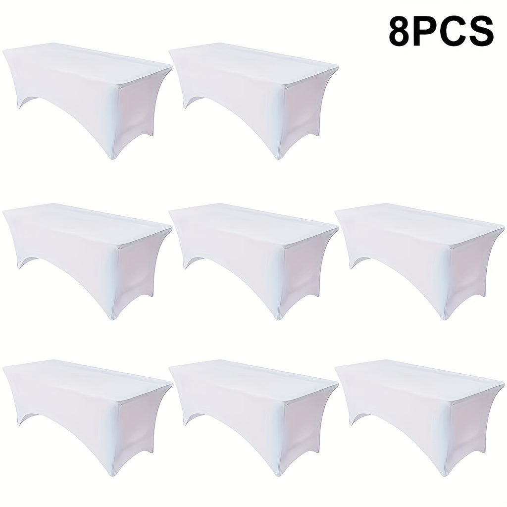 Spandex Fitted 6FT Tablecloth for Rectangular Tables – Wrinkle-Resistant Elastic Table Cover for Parties, Weddings, Trade Shows & Events – 2/4/8/12-Pack in Black, White & Light Yellow