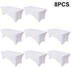 Spandex Fitted 6FT Tablecloth for Rectangular Tables – Wrinkle-Resistant Elastic Table Cover for Parties, Weddings, Trade Shows & Events – 2/4/8/12-Pack in Black, White & Light Yellow