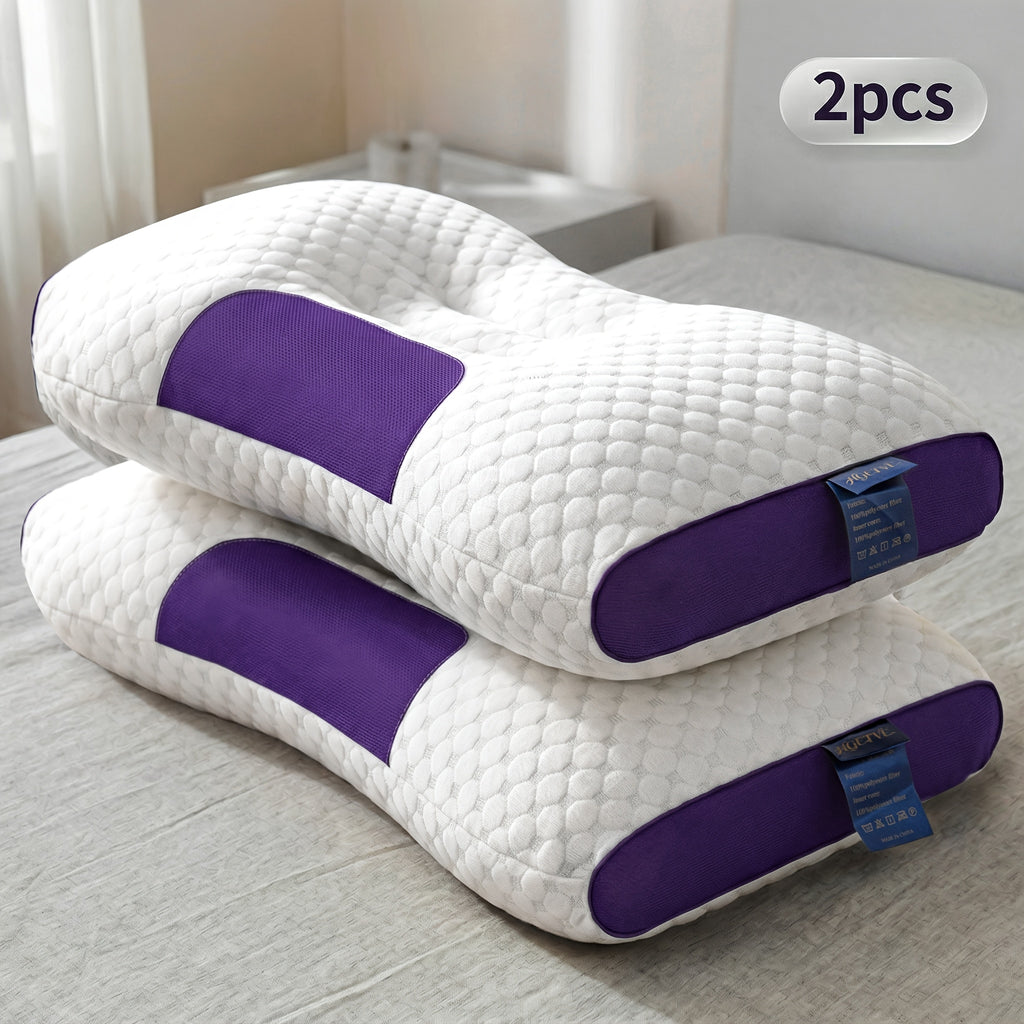 Ergonomic Neck Pillow 2-Pack with 3D Honeycomb Mesh Surface, Breathable Cooling Anti-Sweat Sleep Pillow, Soft Supportive Cushioning for Side and Back Sleepers