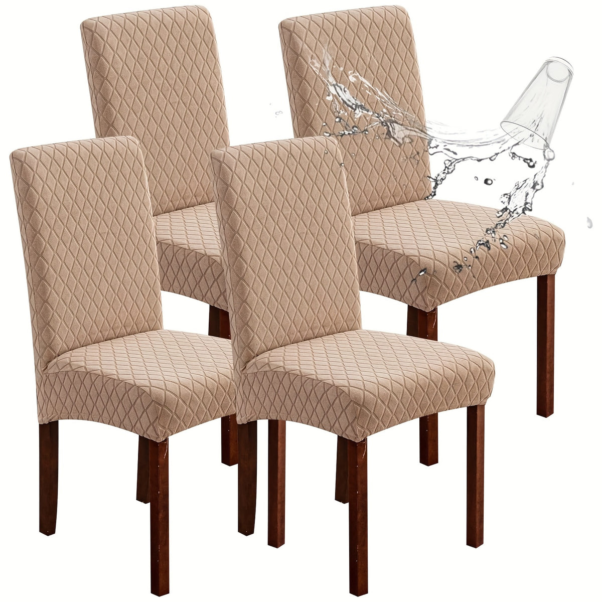 Dining Chair Covers Set of 4 6 Stretch Jacquard Slipcovers - Removable Washable Chair Protectors for Kitchen Parsons Dining Room Chairs
