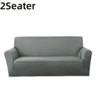 Stretch Sofa Cover Solid Color High Elasticity Anti-Slip Rod Slim Fit Couch Slipcover Machine Washable 1 2 3 4 Seater Black Burgundy Navy Grey