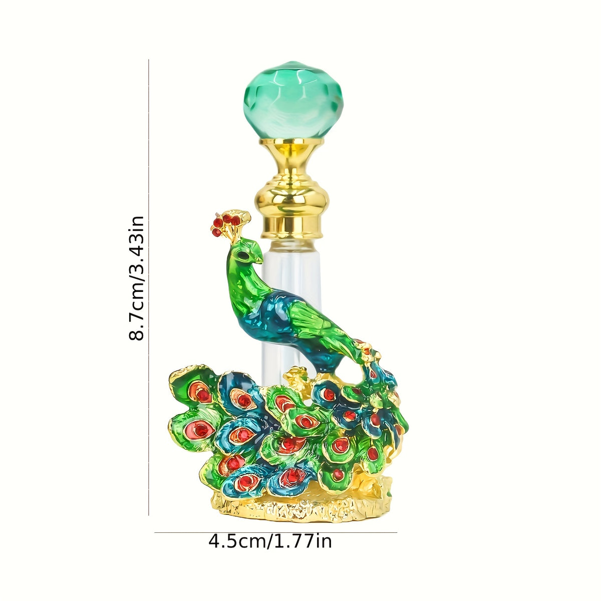 Peacock Perfume Bottle Refillable Vintage Cubic 0.14oz | Portable Decorative Essential Oil Dispenser Bottle for Travel, Holiday, Vanity Decor, Gift for Girls, Empty Bottle Only