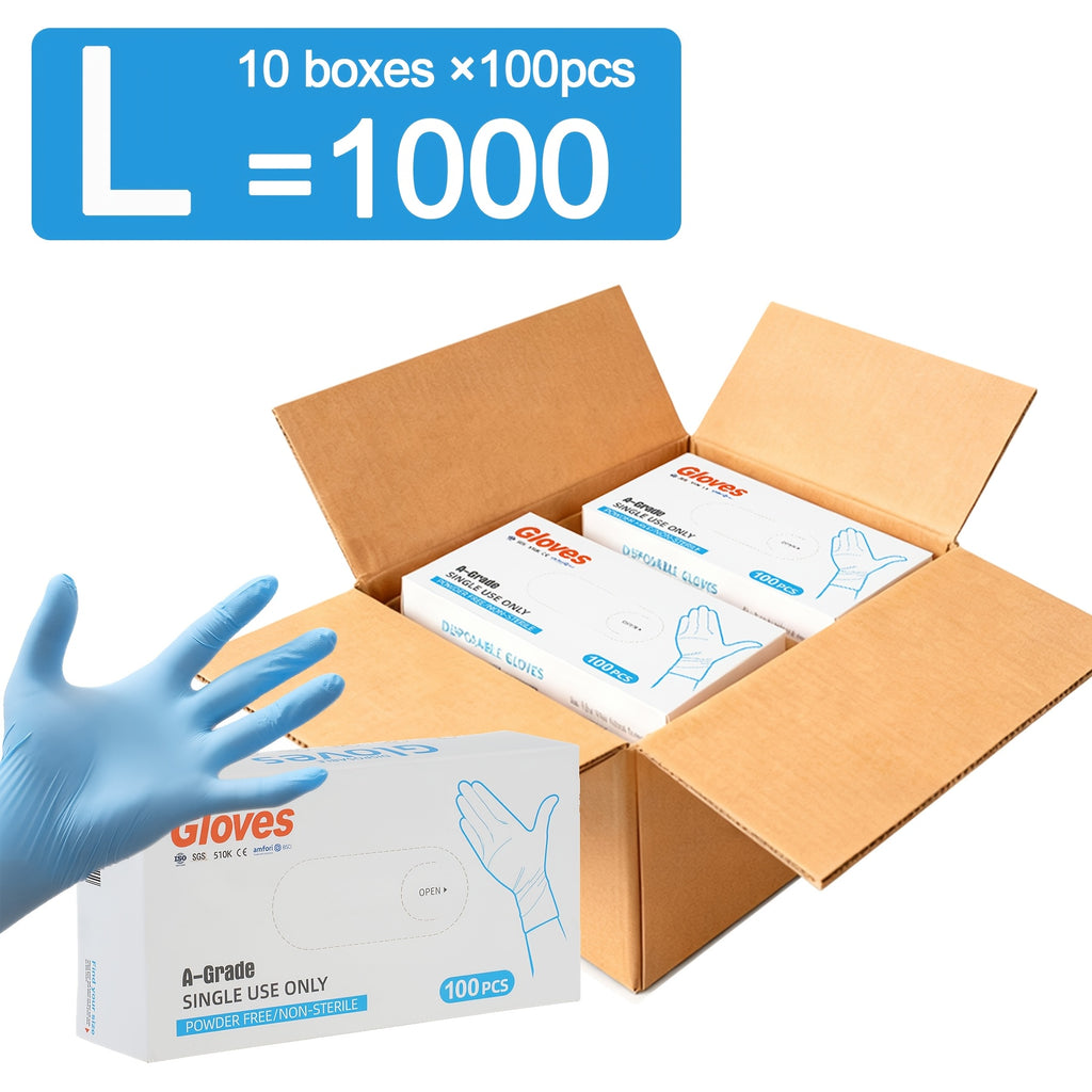 5 Mil Blue Nitrile Disposable Gloves Bulk Pack – 100 to 1000pcs, Waterproof & Anti-Slip, Powder-Free Latex-Free, S/M/L Sizes for Cooking, Cleaning, Food Prep & Pet Care, Non-Sterile