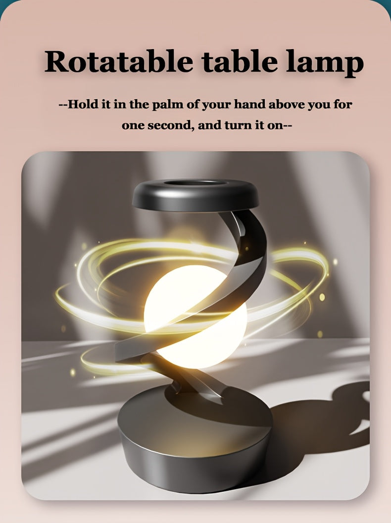 Floating Rotating Lamp with Wireless Charging, Color-Changing LED Table Lamp, Bedside Nightstand Lamp with Atmosphere Night Light – Home & Party Decor