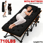 Portable Folding Camping Bed 28in Wide Heavy Duty 510 710 lbs with Optional Mattress Cushion Pillow Carry Bag Cot for Office Nap Beach Yard RV Adult