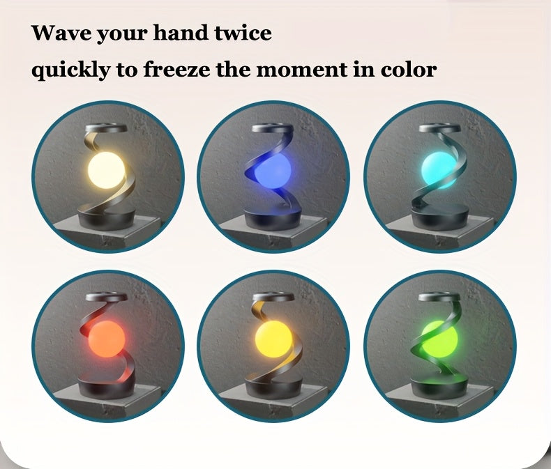 Floating Rotating Lamp with Wireless Charging, Color-Changing LED Table Lamp, Bedside Nightstand Lamp with Atmosphere Night Light – Home & Party Decor