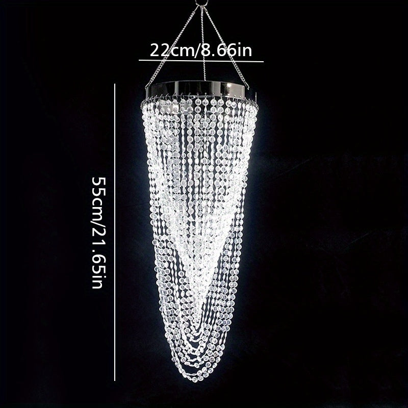Crystal Chandelier Lampshade Acrylic Beaded Branch Ceiling Pendant Light Fixture for Wedding Party Living Room Home Decor