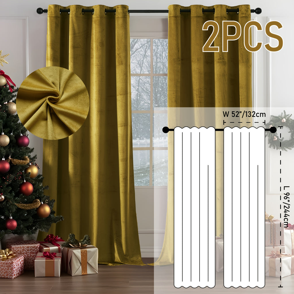 Luxury Velvet Blackout Curtains (Set of 2) | Thermal Insulated, Noise Reducing | Living Room & Bedroom