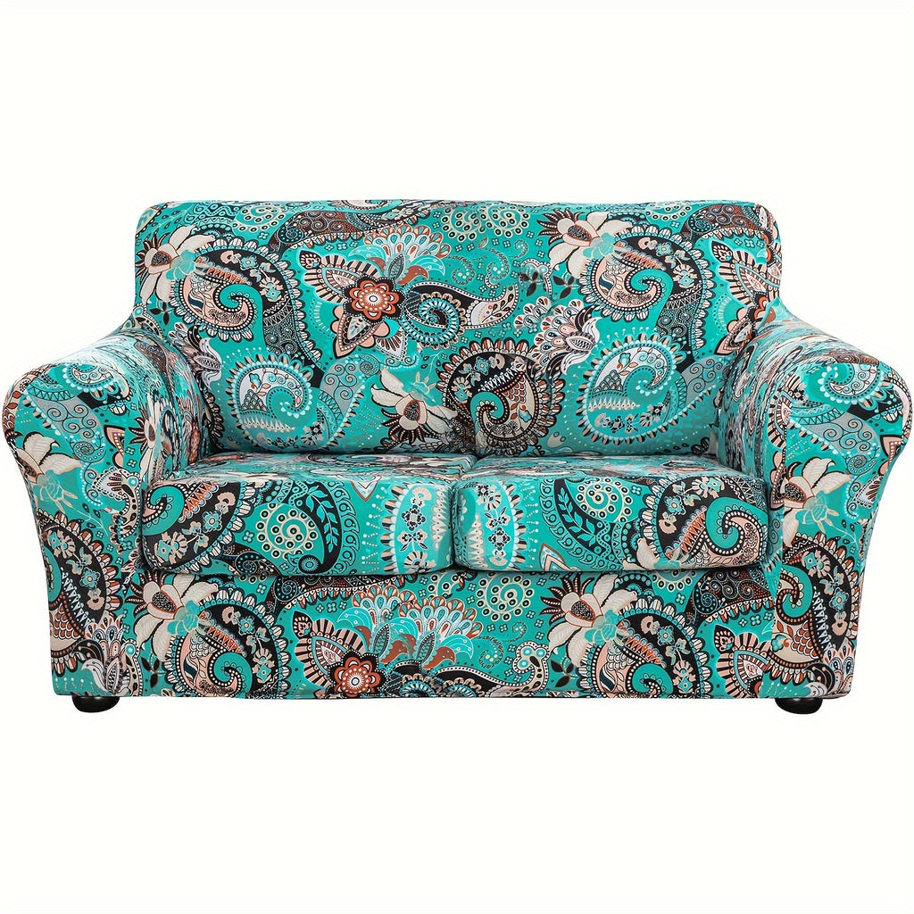 Boho Floral Sofa Slipcover Set with Separate Seat Cushion Covers – Washable Stretch Couch Cover for Armchair Loveseat Sofa, Drawstring Fit, Pet Friendly, 6 Colors