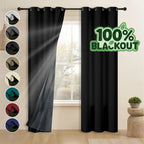Grommet Blackout Curtains 2 Panels 100% Polyester for Bedroom, Living Room & Dining – Stainless Steel Rings, Black Backing, 8 Colors & 9 Sizes