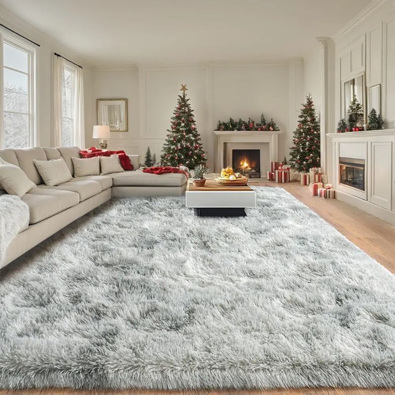 Fluffy Shag Area Rug 8x10 Ft Fuzzy Plush Non-Slip Soft Furry Carpet Living Room Bedroom Modern Shaggy Rug Christmas Gift