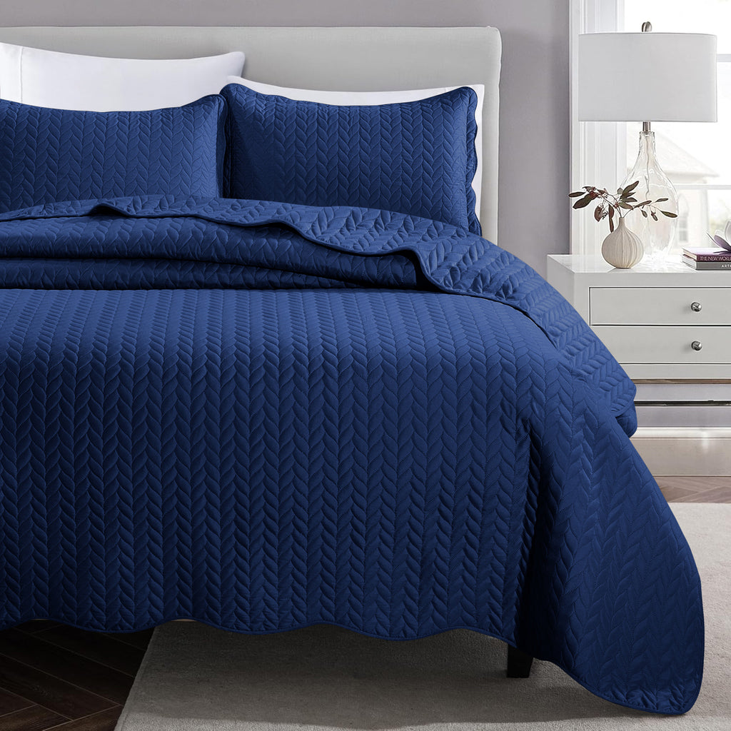 Microfiber Quilt Bedspread Set All Season Lightweight – Soft Breathable Quilted Coverlet Twin Full Queen King 16 Colors Machine Washable