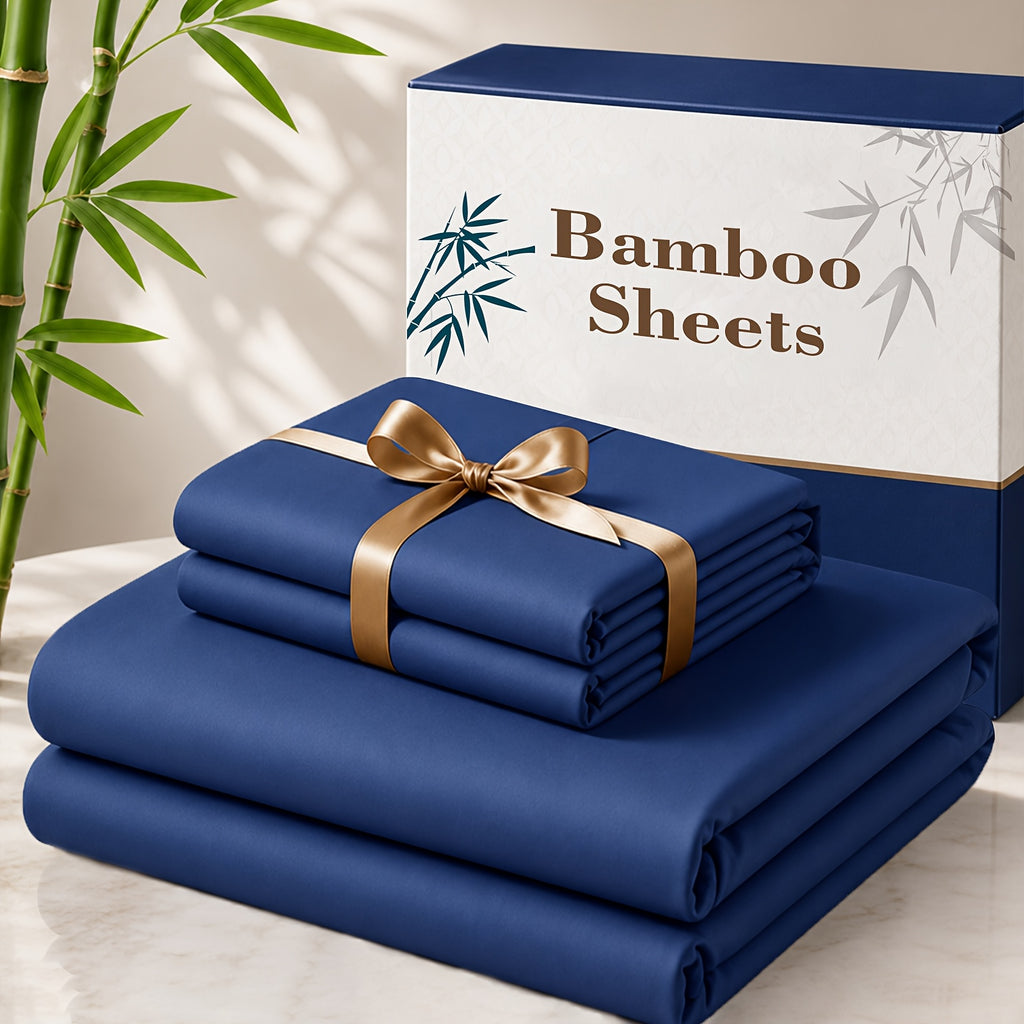 Cooling Bamboo Bed Sheet Set 3 4 Piece 3000TC - Extra Deep Pocket 20 Inch Soft Hotel Quality Wrinkle Resistant Twin Full Queen King Hot Sleepers
