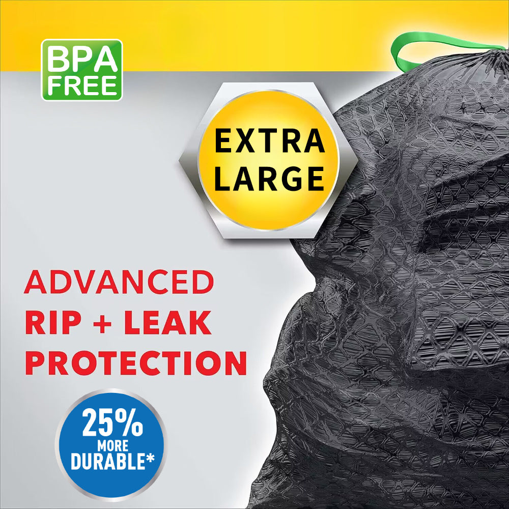 30 Gallon Trash Bags Black Drawstring, Ultra Strong Leak-Proof 113.5L Large Kitchen Trash Can Bags, Multipurpose Cleaning Supplies for Home, Garden, Industrial & Commercial Use (90 or 24 Count)