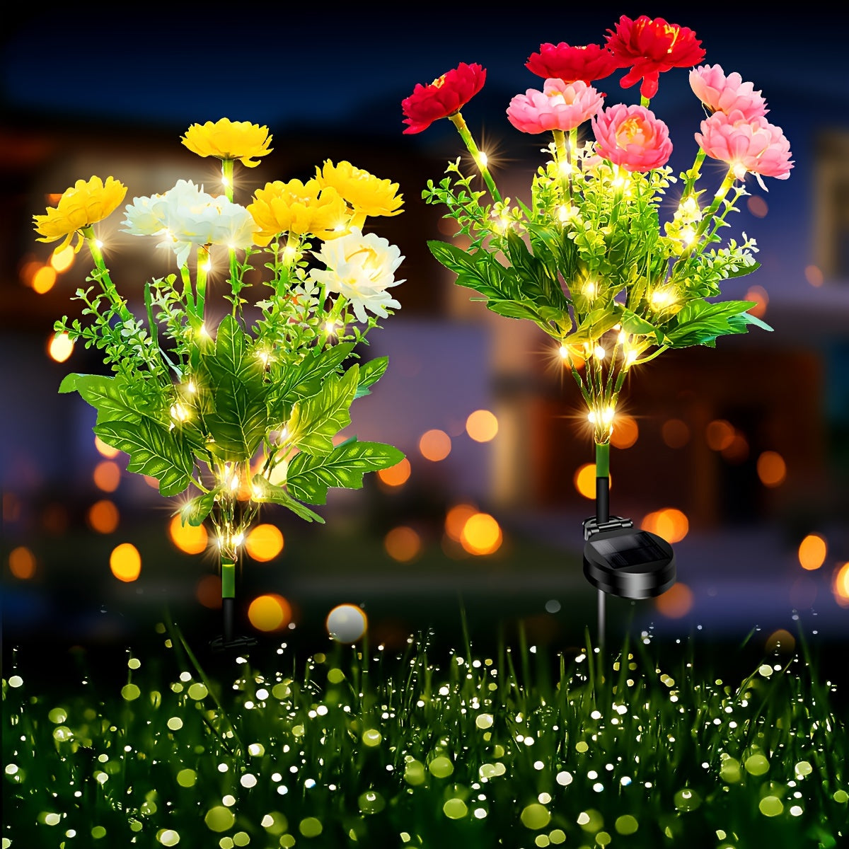 Solar Snow Lotus Flower Lights Set of 5 – Waterproof Outdoor Solar Garden Lights, Ambient Stake Lights for Lawn, Garden, Pathway & Courtyard, Warm Romantic Holiday Decor Gift