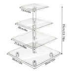 4-Tier Square Acrylic Cupcake Stand with LED Light Strip Holds 52 Cupcakes Dessert Display Tower for Weddings Birthdays Christmas Parties Graduations