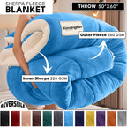 480GSM Heavy Sherpa Fleece Blanket Double-Sided Reversible Warm Throw for Couch Bed Office Travel All Season Comfort Sofa Decoration Holiday Gift