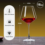 Burgundy Wine Glasses 460ml Artisan Crafted Red White Wine Glass 15.56oz for Women Men Weddings Birthdays Mother's Day Gift